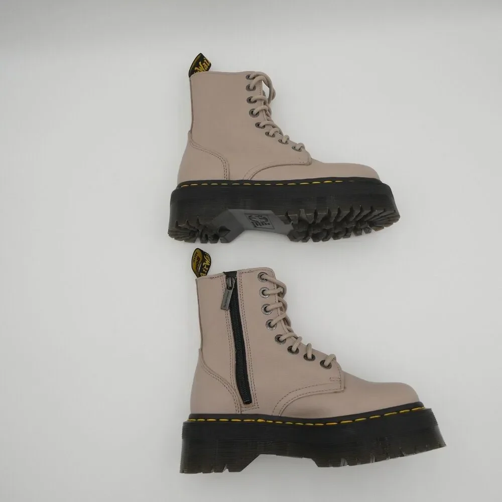 Dr Martens Jadon III Women's 5 Men's 4 Pisa Leather Platform Boots Taupe